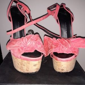 peach platform high heels